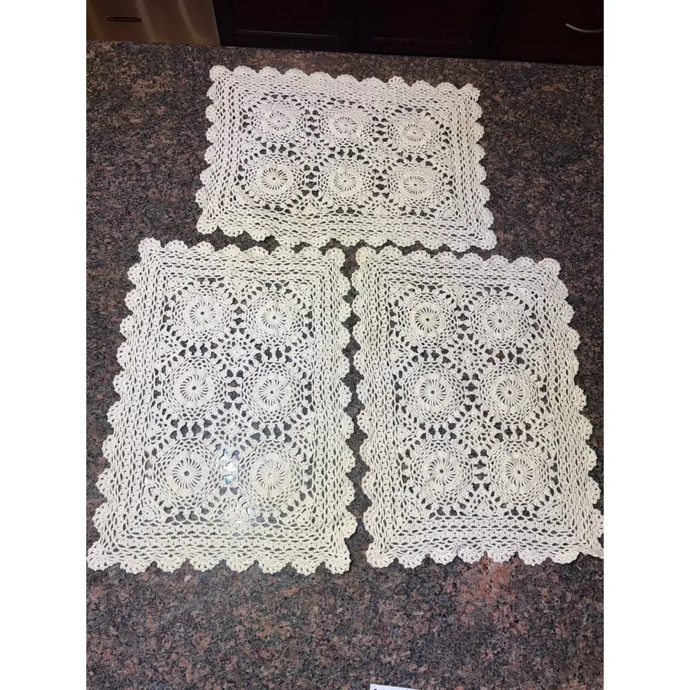 Vintage Crochet Lace Cream Doily 10.5